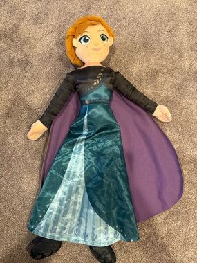 Disney Anna Plush Doll - Orange Hair, Teal Dress, Purple Cape